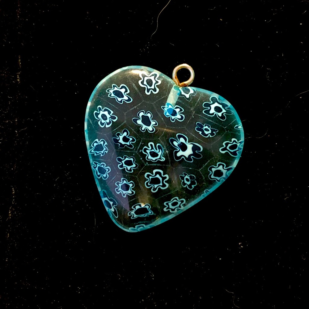 Blue Glass Heart Pendant